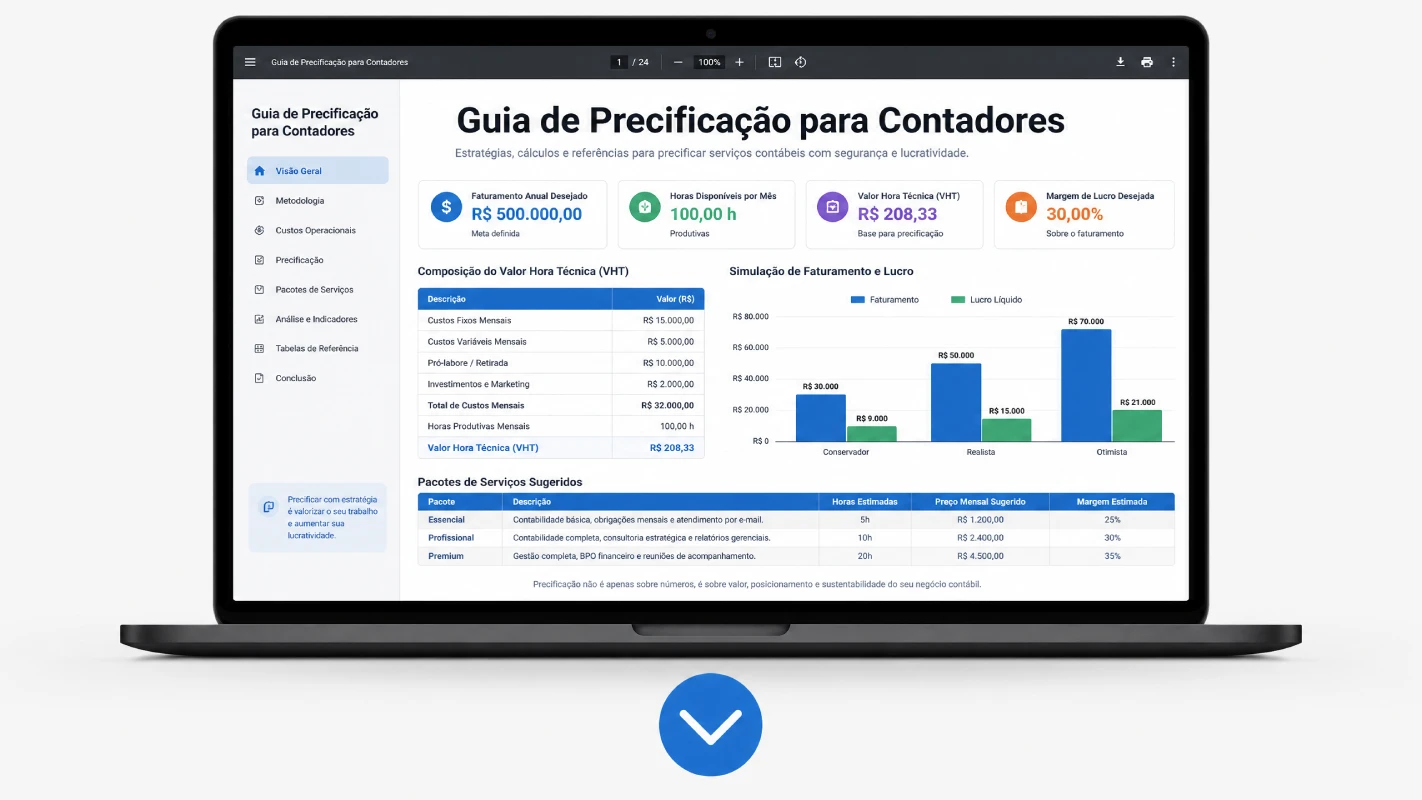 Guia de Precificação para Contadores no laptop